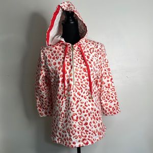 Susan Graver Weekend Orange White Leopard Animal
Print 3/4 Sleeve Hoodie Sz S